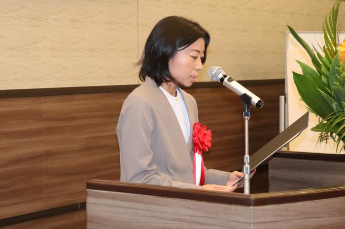 名古屋市長　広沢一郎様　　　　　　　　　　　　（代理：経済局産業労働部労働企画課長補佐　山川里奈様）による祝辞